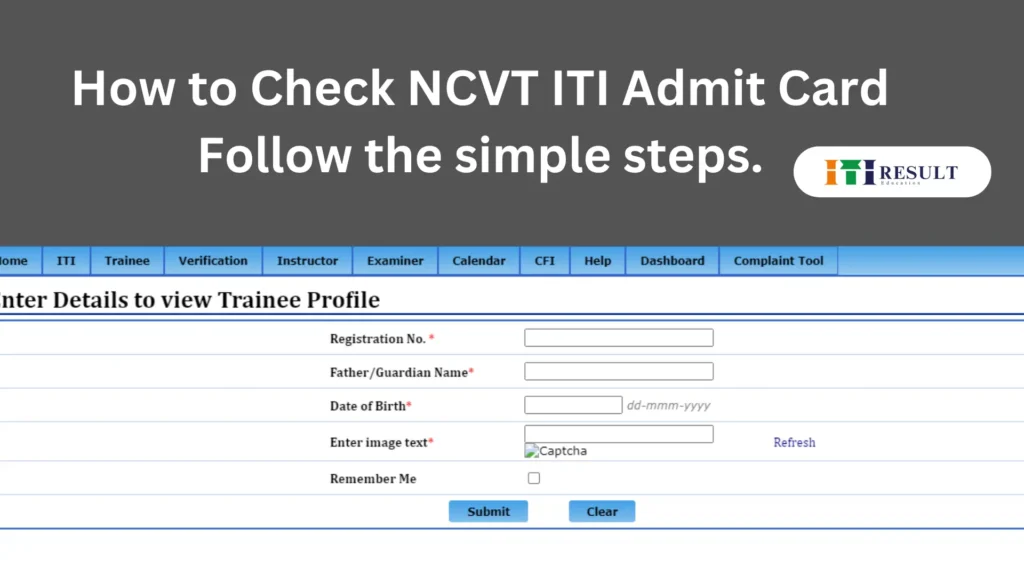 This is the official page to download the ITI Admit card