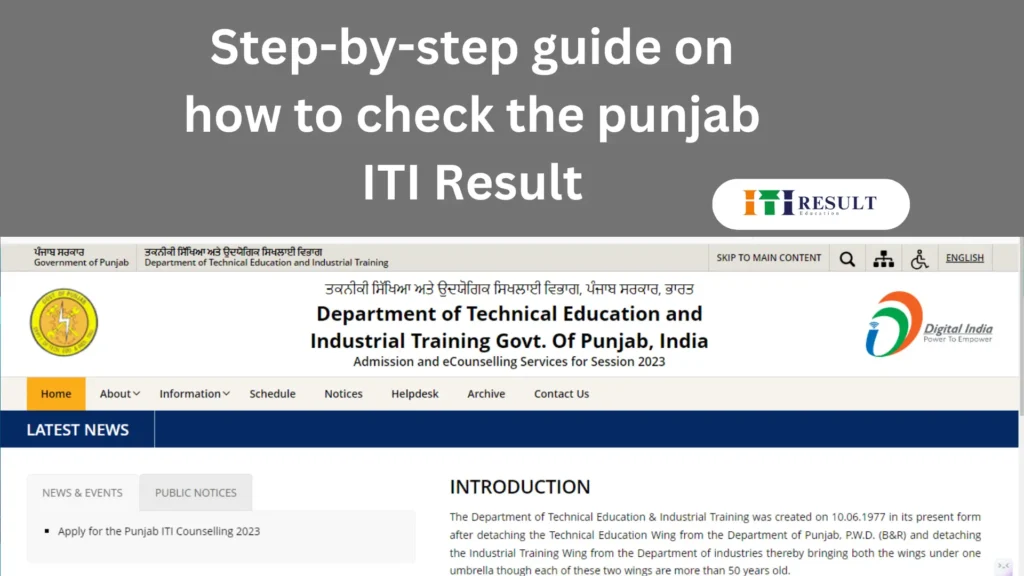 This is the official page to download the Punjab ITI Result