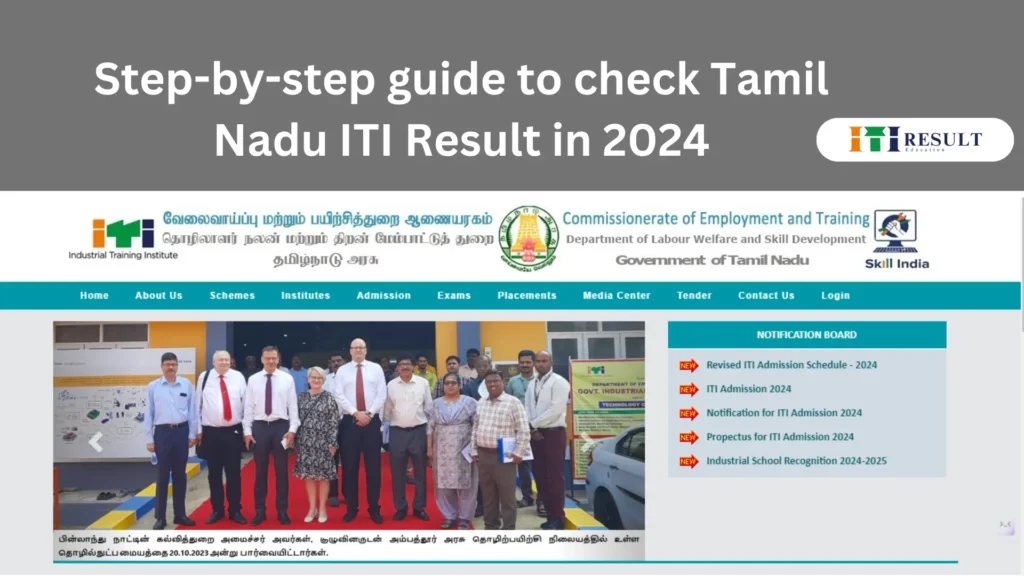 This is the official homepage of Tamil Nadu ITI Result