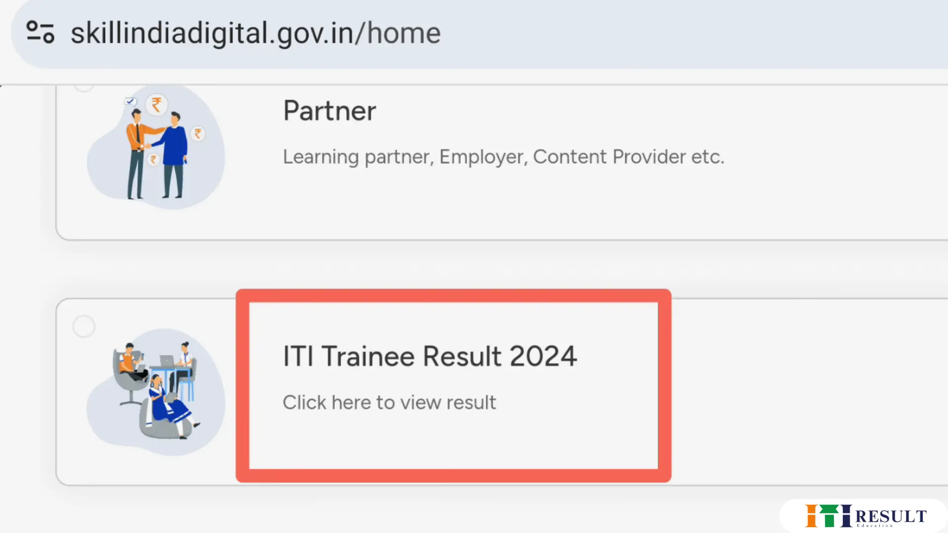 NCVT MIS ITI Result 2025: Check at skillindiadigital.gov.in 3 ITI Trainee Result 2024 section on Skill India Digital website homepage with button to check result by entering PRN number.