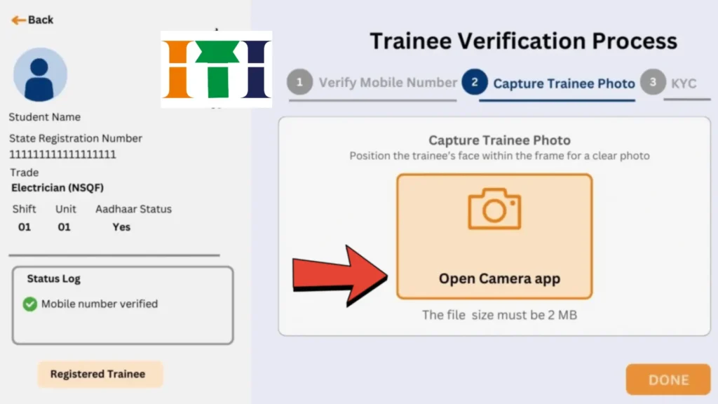 NCVT ITI Trainee Verification 2024 Last Date : Official Notice Out 9 Trainee Verification Process Screenshot Showing Capture Trainee Photo verification on Skill India Portal 2024